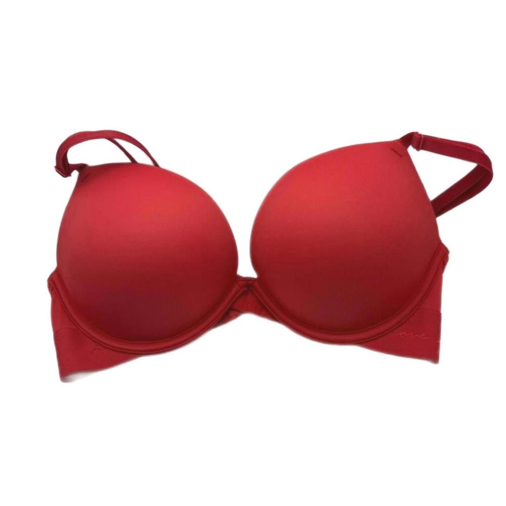 VICTORIA'S SECRET PINK WEAR EVERYWHERE SUPER PUSH UP BRA 32D RED SEXY NWOT